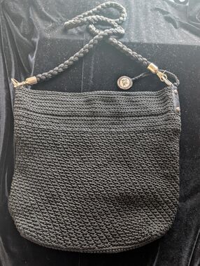 The Sak Black Woven Shoulder Bag with Braided Strap